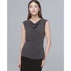 White House Black Market Women's Black Draped Neck Bodice Tank Top Size 2